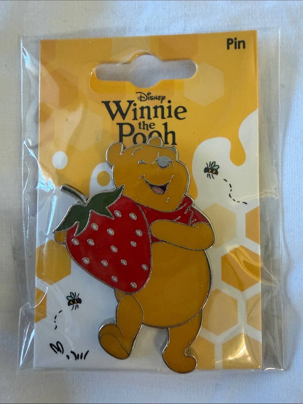Disney Winnie the Pooh Strawberry Pin - Yellow, Red & Green